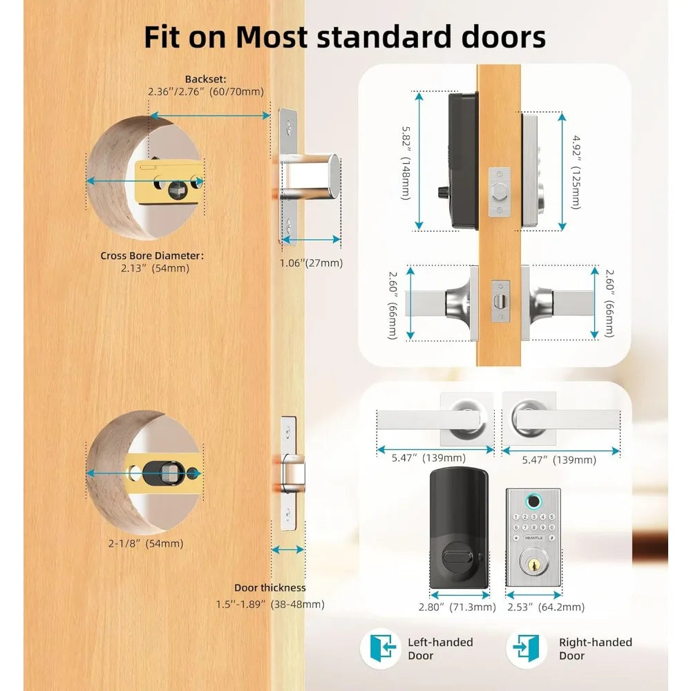 WiFi Keyless Entry Door Lock -  Smart Lock Handle Set with Keypad Electronic Deadbolt Bluetooth Alexa App WiFi Remote Control