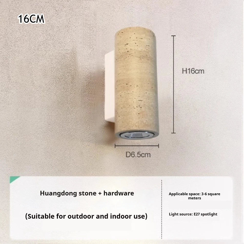 Wabi Sabi Guesthouse Courtyard Villa Outdoor Waterproof Yellow Cave Stone Wall Lights Dining Room Balcony Travertine Wall Lamps