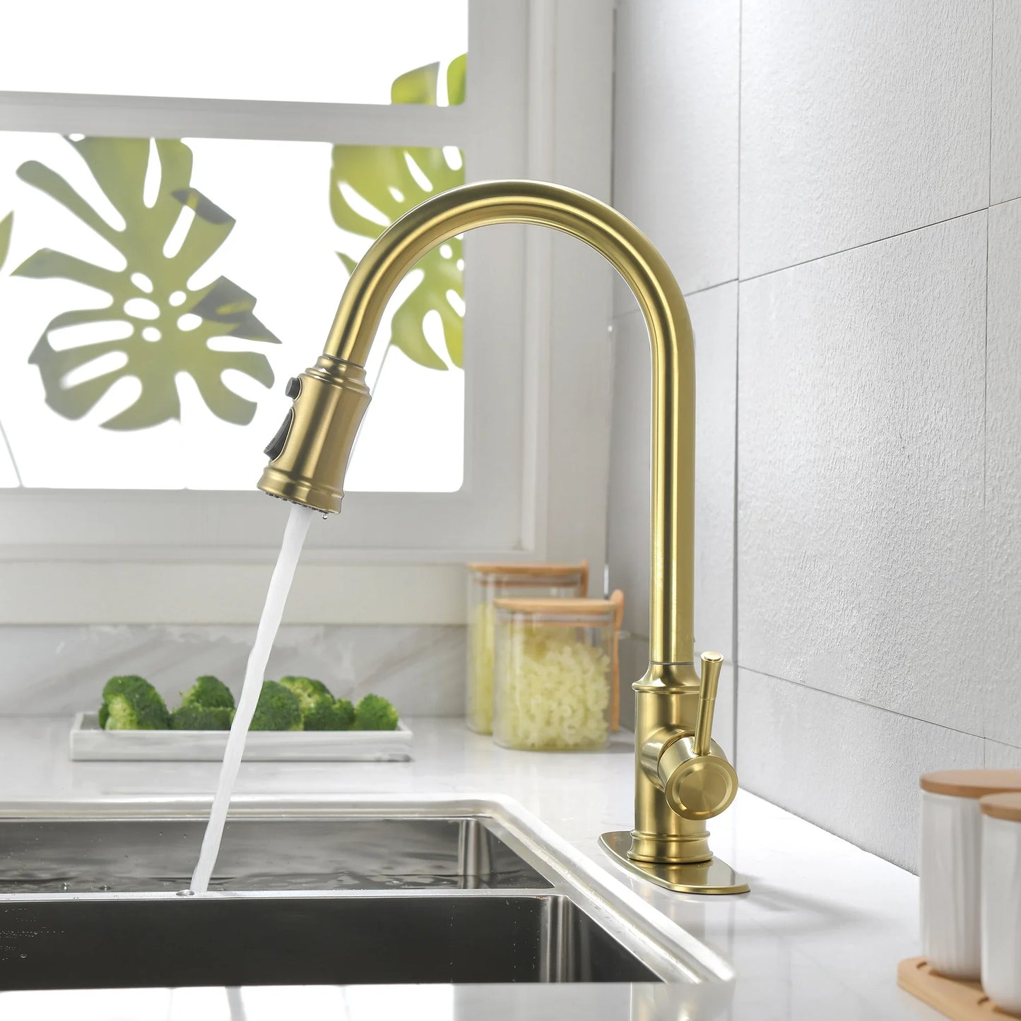 Single Handle High Arc Pull Out Kitchen Faucet,Single Level Stainless Steel Torneiras De Cozinha Kitchen Faucet