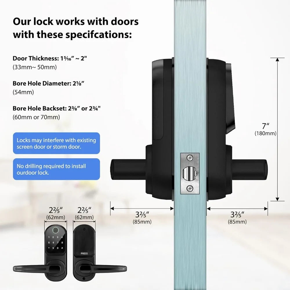 Fingerprint Door Lock TTLock Smart Lock Biometric Door Lock with Fingerprint,Free App,Share Ekey and IC Card Keyless Entry with
