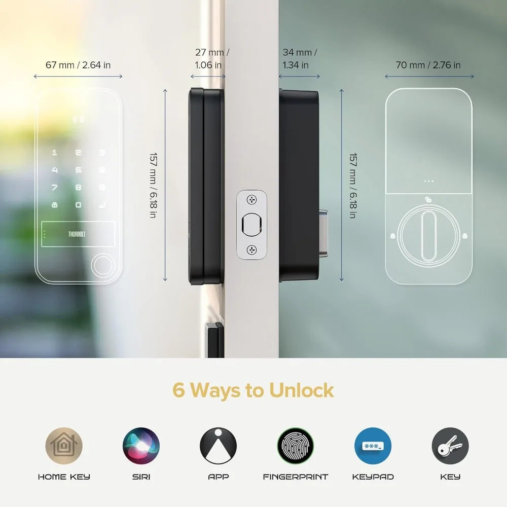 X1 Apple Home Key Tap to Unlock, Smart Keyless Entry Door Lock with Fingerprint, Touch Keypad Deadbolt Lock Works with HomeKit O