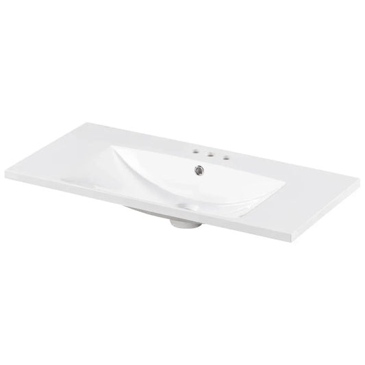[Sink Only] 36x18" Rectangular 3 Hole Bathroom Resin Sink, Vanity Top ，Sink Only, Fits 4" Center Faucet,24x18 Inch,30x18"