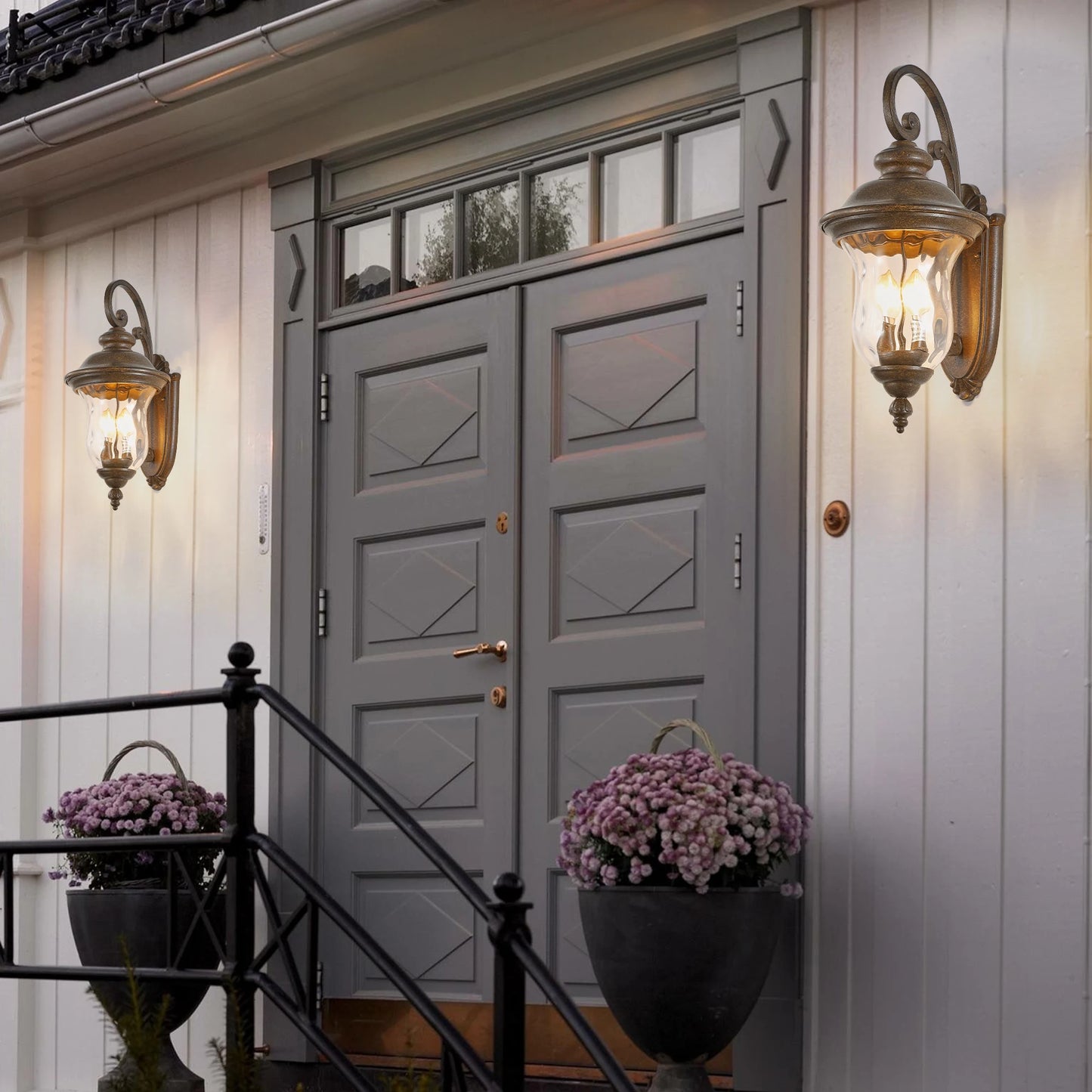Outdoor Wall Lantern,Vintage Weatherproof Exterior Sconce Light with Clear Glass Shade, Wall Mount Light Fixture (No bulb)