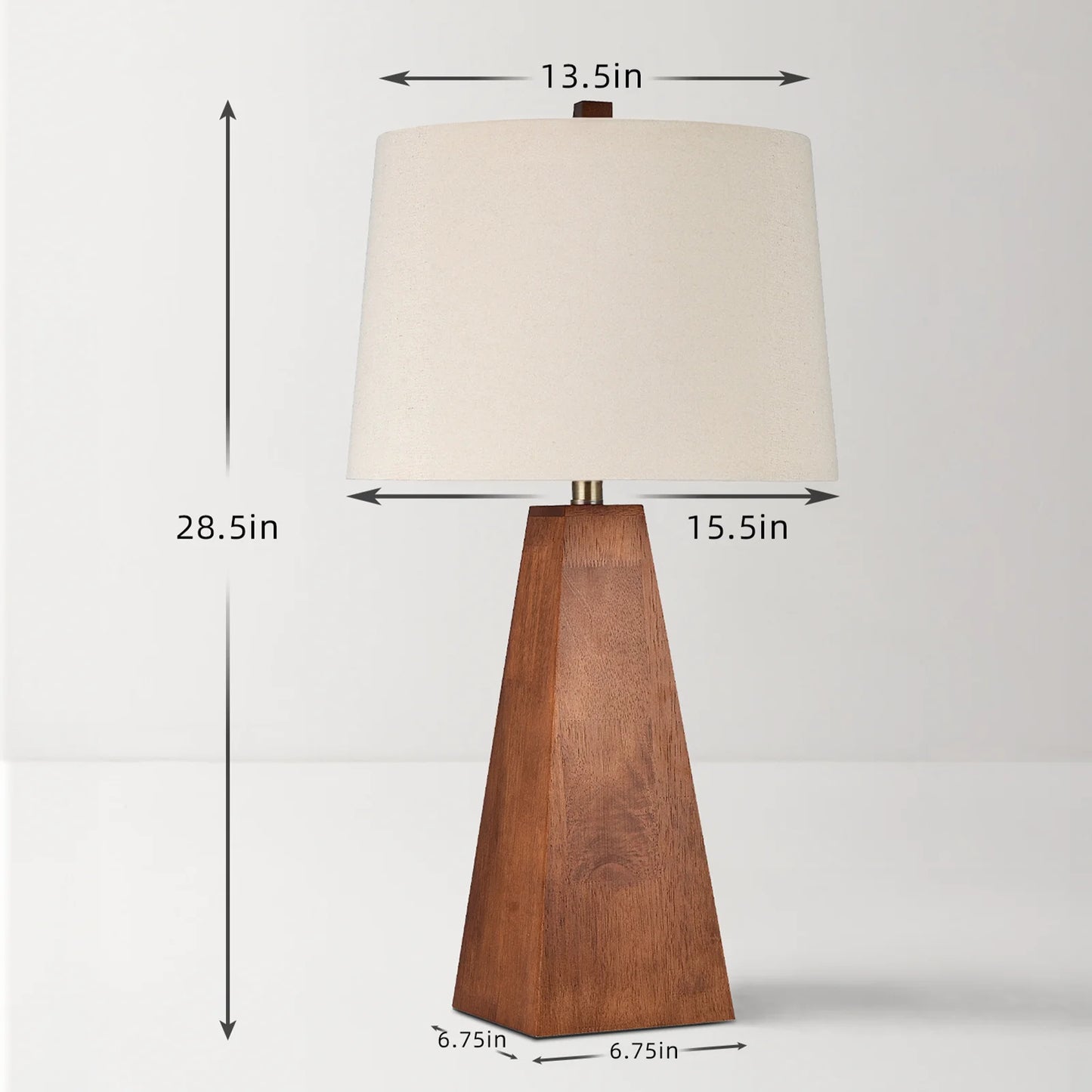 29'' Large Wood Table Lamp With Beige Linen Shade, Mid Century Modern Walnut Desk Lamp, For Living Room, Bedroom, Home Office