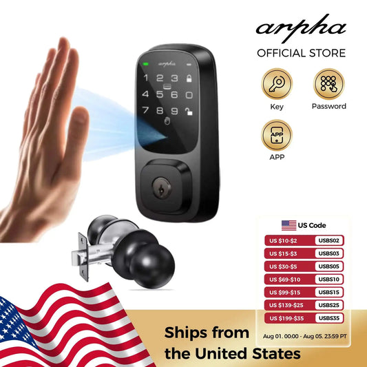 Arpha Smart Lock Door Wifi Palm Recognition Smart Lock 7800mAh Battery Digital Electronic Lock NFC Unlock Home Security Lock