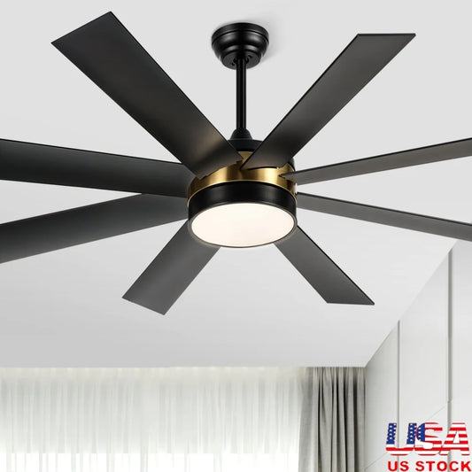 60 Inch Modern LED Ceiling Fan Remote Control Indoor Outdoor Whisper Quiet 6 Speed Lighting Options Memory Function Stylish