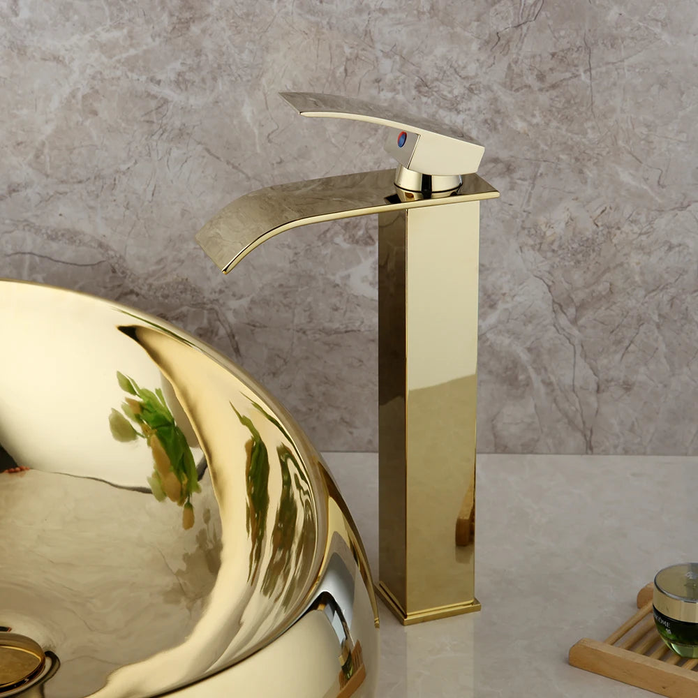 Torayvino Luxury Golden Ceramic Lavatory Sink Set Solid Brass Bathroom Tap Washbasin Basin Sink Set Bath Combine Mixer Faucet