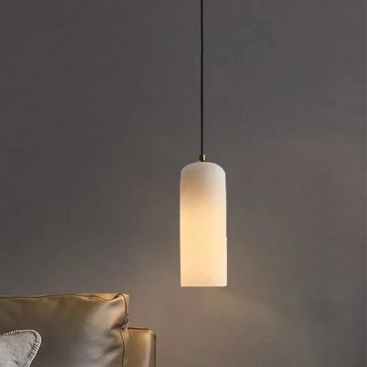 Simple Natural Marble Chandelier Bedroom Bedside Restaurant Table Bar Hotel Pure Copper Alabaster Chandelier Indoor Home Decor