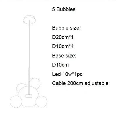 Modern Clear Glass LED Chandelier Lighting  Living Room Chandelier for Dining Room Bubble Glass Pendant Lights
