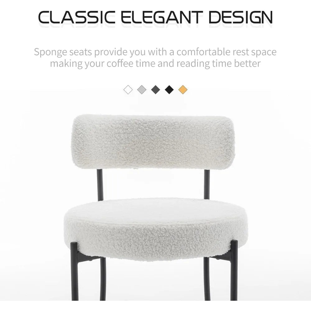 Boucle Dining Chairs Set of 4, Mid Century Modern Dining Room Chairs with Metal Legs, Upholstered Kitchen Chairs for Dining Room