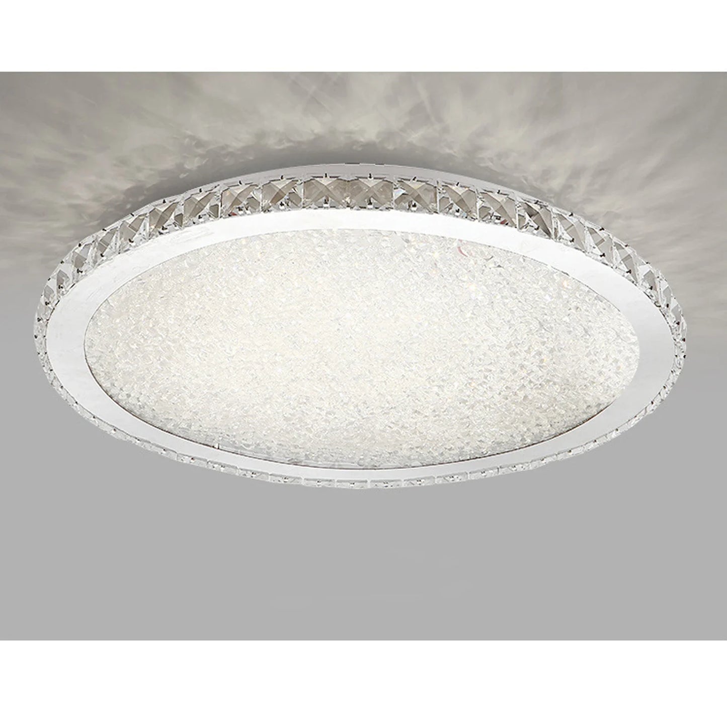 16" Modern Crystal Ceiling Light Pendant Lamp Luxury Embedded Installation Round LED Chandelier Raindrop Design