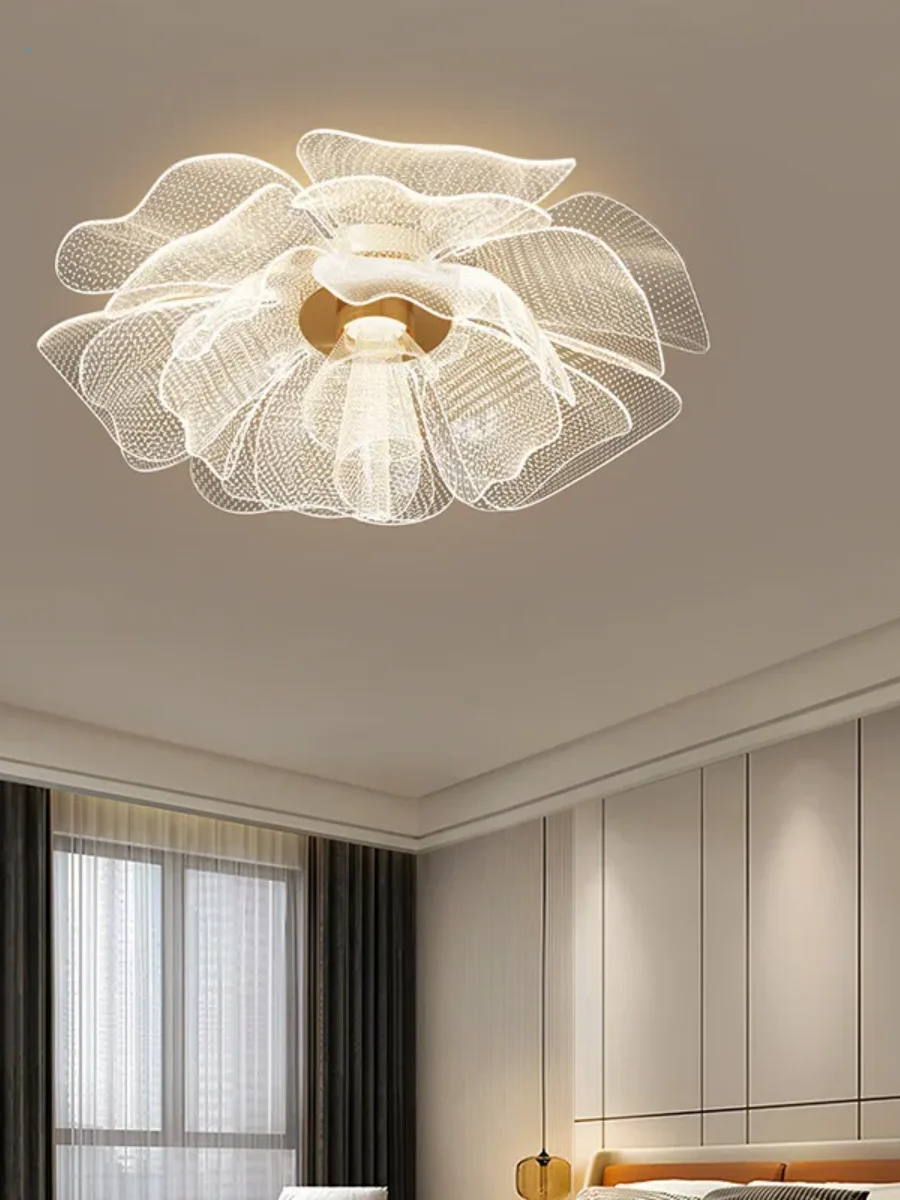 Simple Luxurious LED Ceiling Light Flower Design Acrylic Lamp Study Bedroom Entrance Hallway Light Interior Gold Luxury Lighting