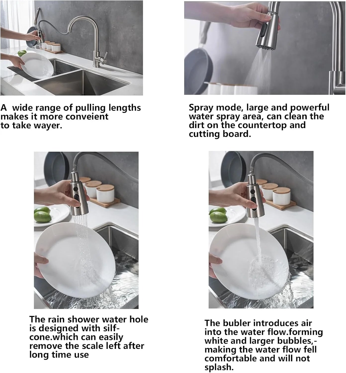 Kitchen Faucet with Pull Down Sprayer Brushed Nickel Single Handle Kitchen Sink Faucets with Pull Out Sprayer Stainless Steel