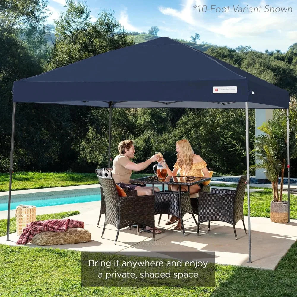 12x12ft 1-Person Setup Pop Up Canopy Tent Instant Portable Shelter w/ 1-Button Push, Case, 4 Weight Bags - Navy Blue