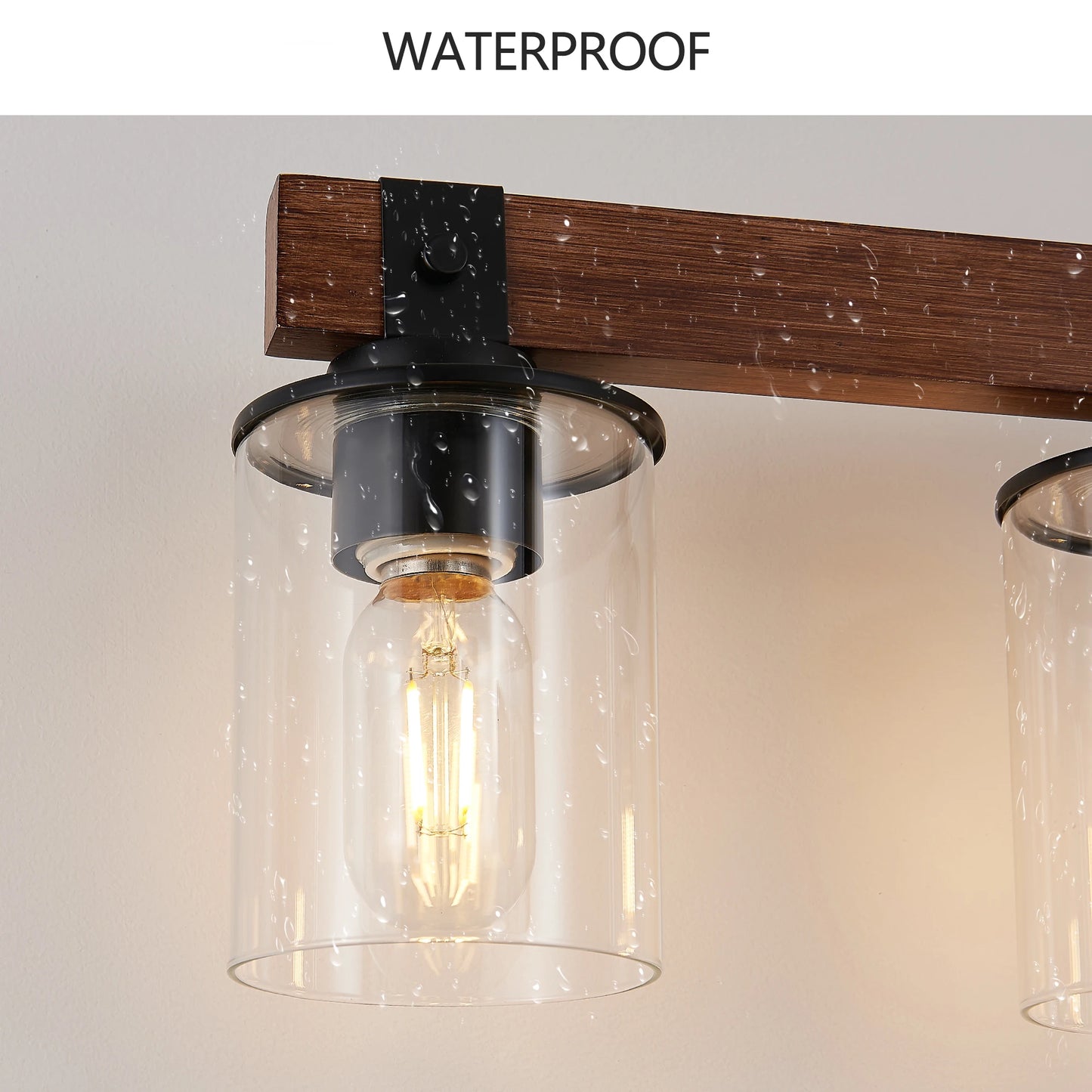 Industrial Vintage 7-Light Wall Sconce - Black Cage Wall Lighting Fixture with Wooden Accents