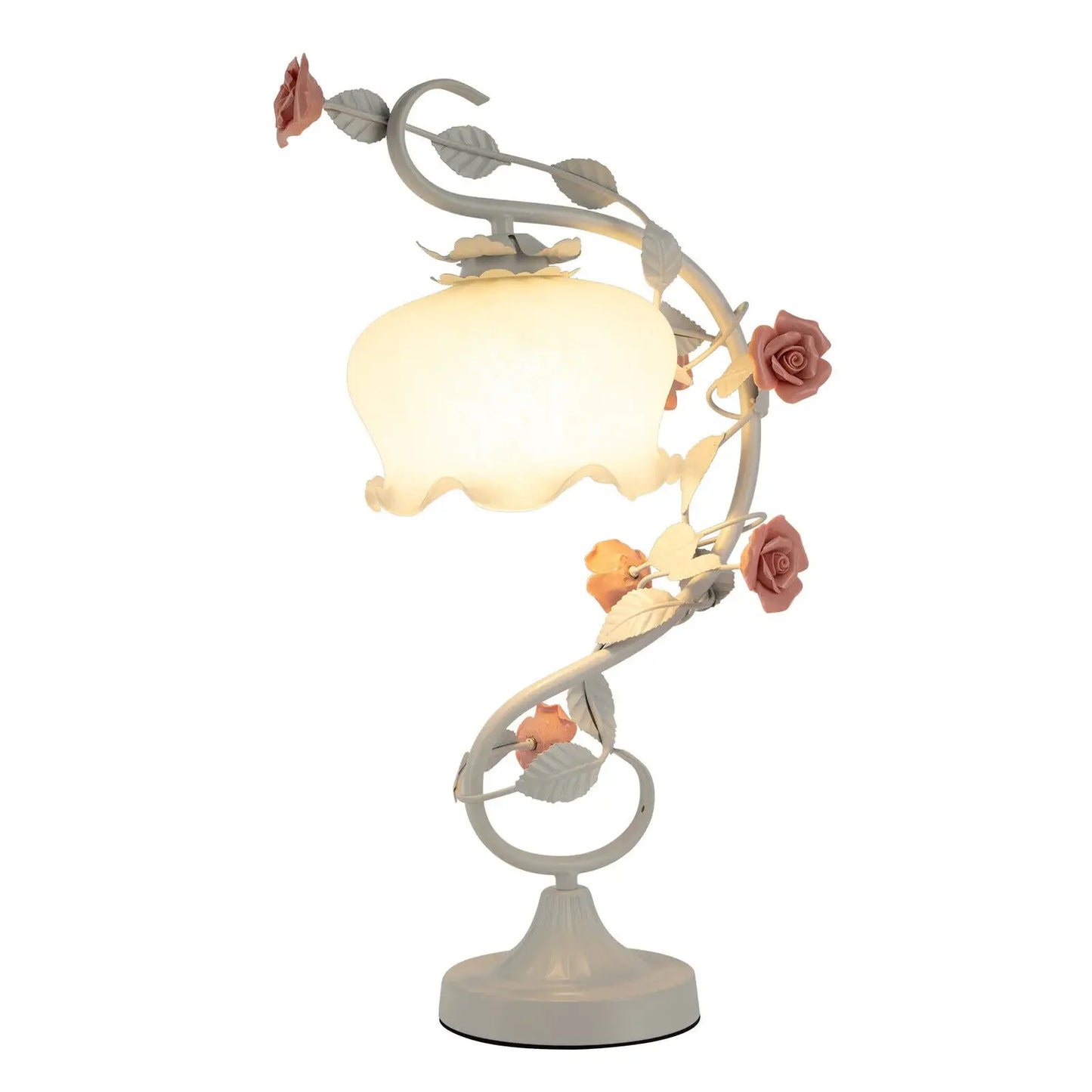 60W Flower Table Lamp E26 Glass Lampshade Lily Shaped Green Bedside Desk Light Gorgeous Ornament