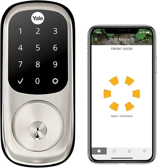 Security Assure Lock Deadbolt, Satin Nickel Wi-Fi Connected Smart Lock with Back-Up Key and Digital Touchscreen Keypad for Code