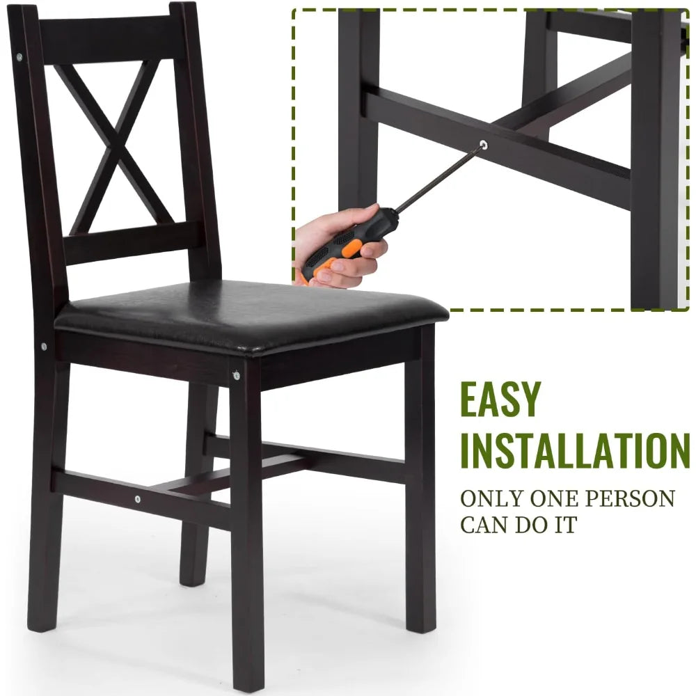 Dining Kitchen Table Dining Set Wood 3 Piece Upholstered Grid Dining Room Table and Chairs for 2