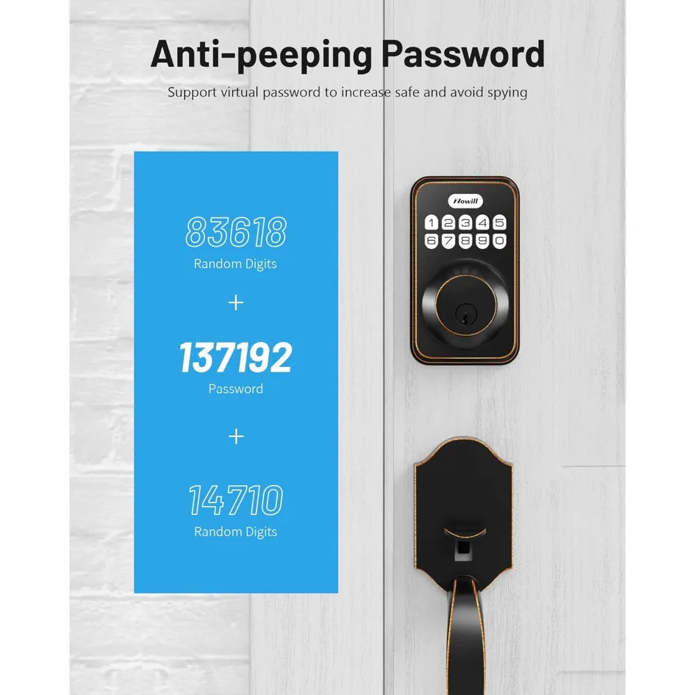 Keyless Entry Door Lock Set,  Electronic Keypad Deadbolt with 2 Handles, Front Door Handle Lever Sets, Auto Lock,Code Door Lock,