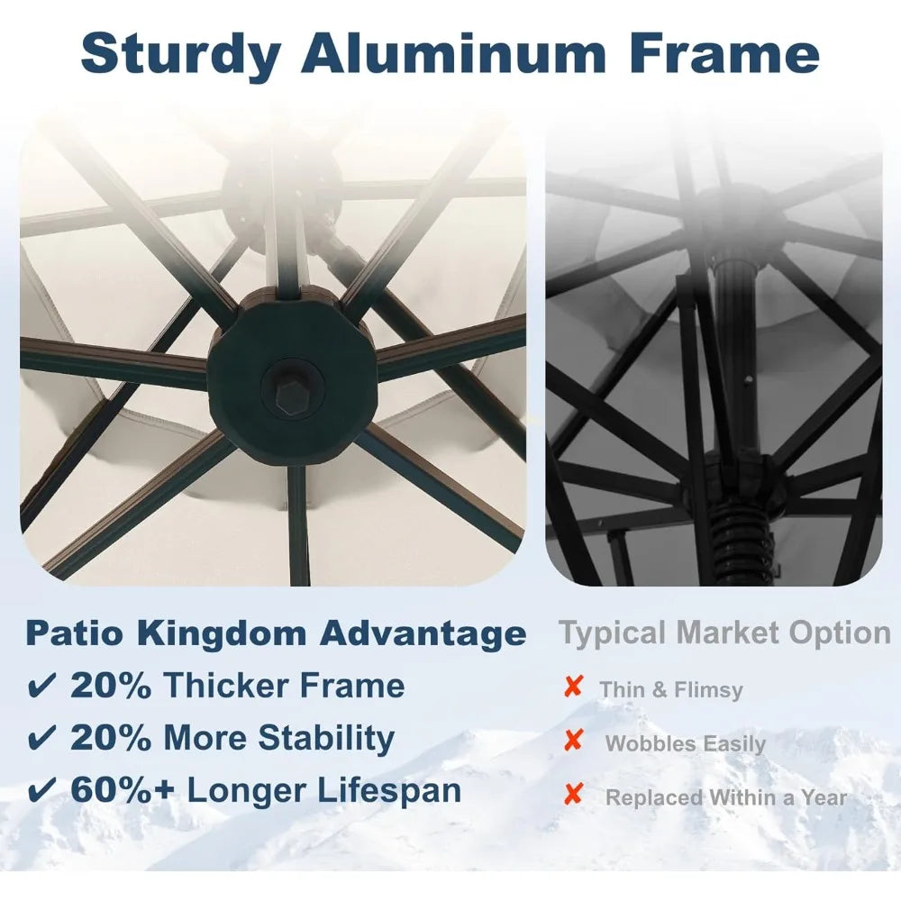 11FT Cantilever Umbrella with Base Large Curvy Outdoor Aluminum Offset Umbrella w/ 360° Rotation, UV Resistant Canopy for Patio