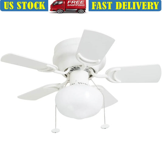 Hero 28" White Low Profile Ceiling Fan with Light