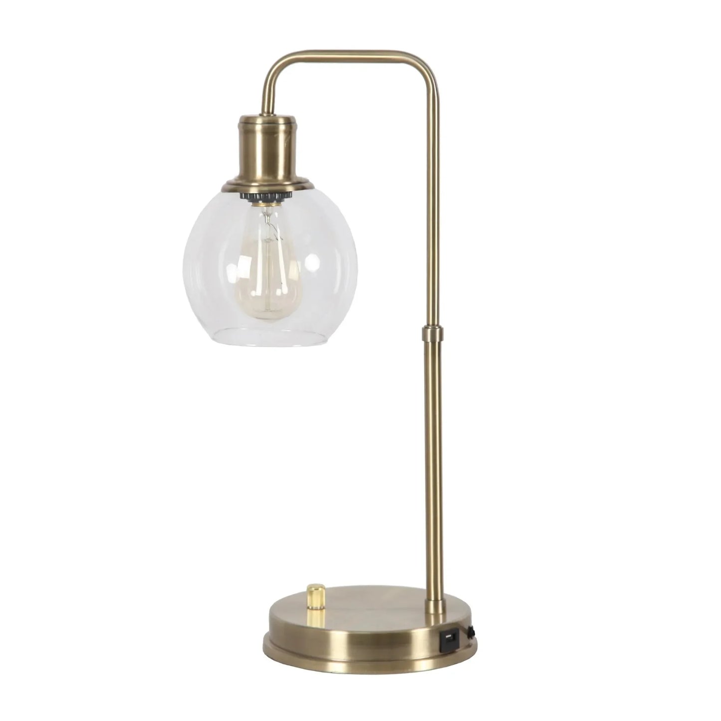 20.5 in Metal Gold Finish Desk Lamp with USB, Glass Shade, Modern Design, New Condition ,Adult Use,No assembly required.