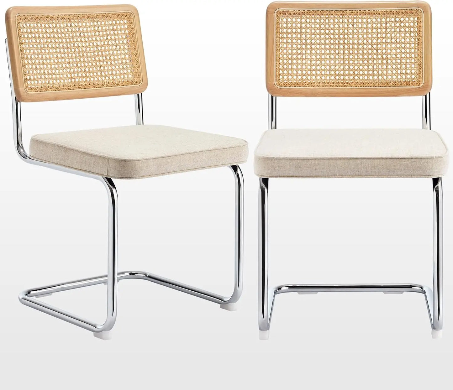 Natural Rattan Dining Chairs Set of 4, Modern Dining Room Chairs with Solid Wood Back for Kitchen Living Room,