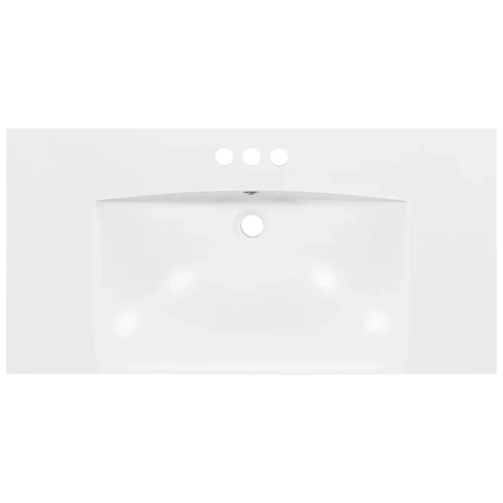 [Sink Only] 36x18" Rectangular 3 Hole Bathroom Resin Sink, Vanity Top ，Sink Only, Fits 4" Center Faucet,24x18 Inch,30x18"