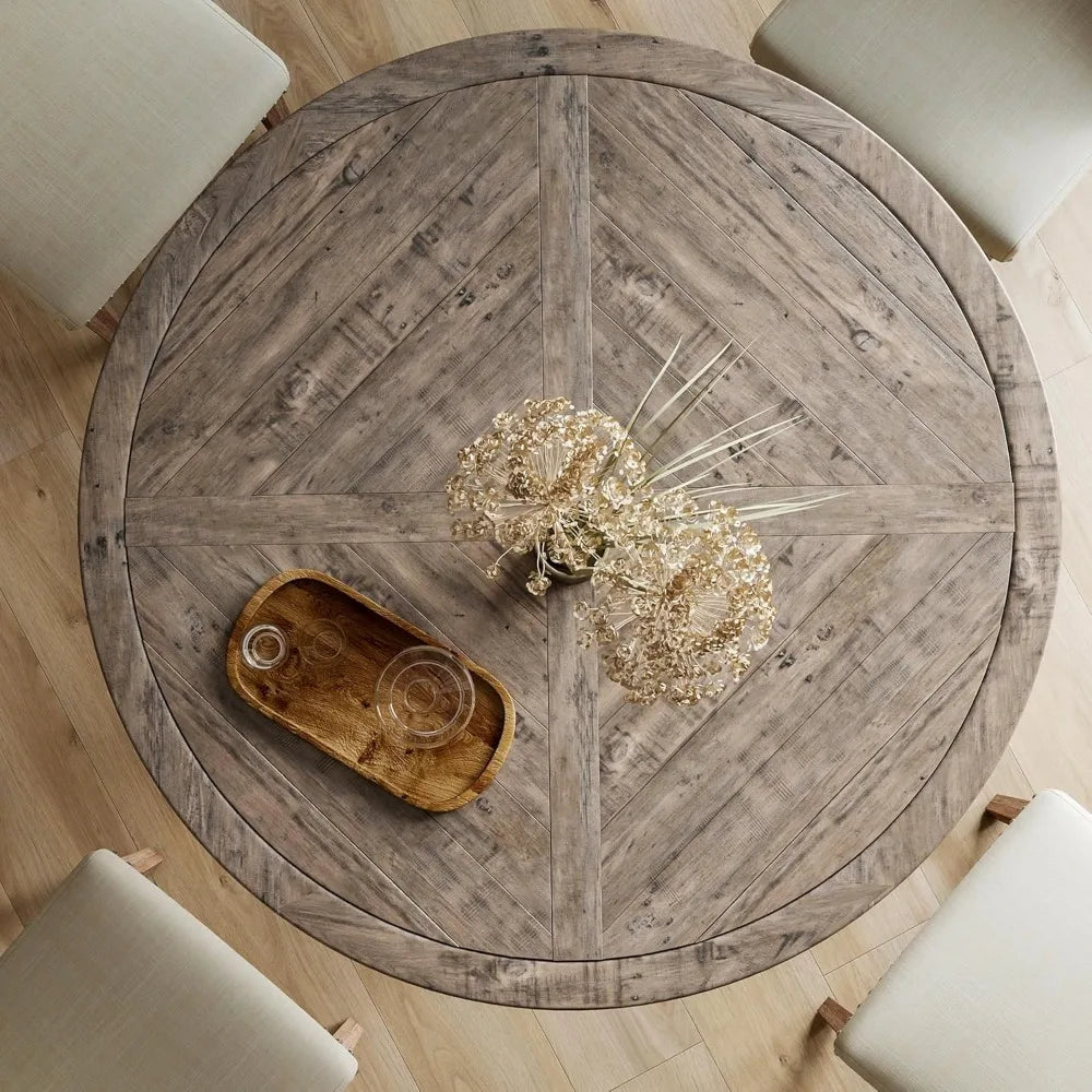 Restaurant Furniture, Rustic Wooden Dinner Table Living Room Restaurant, Farmhouse Round Dining Room Pine Wood Kitchen Table