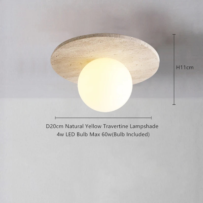 IWHD Nordic Modern Ceiling Lamp Wood Yellow Travertine LED Ceiling Light For Home Decoration Aisle Stair Bar Lámparas Para Techo