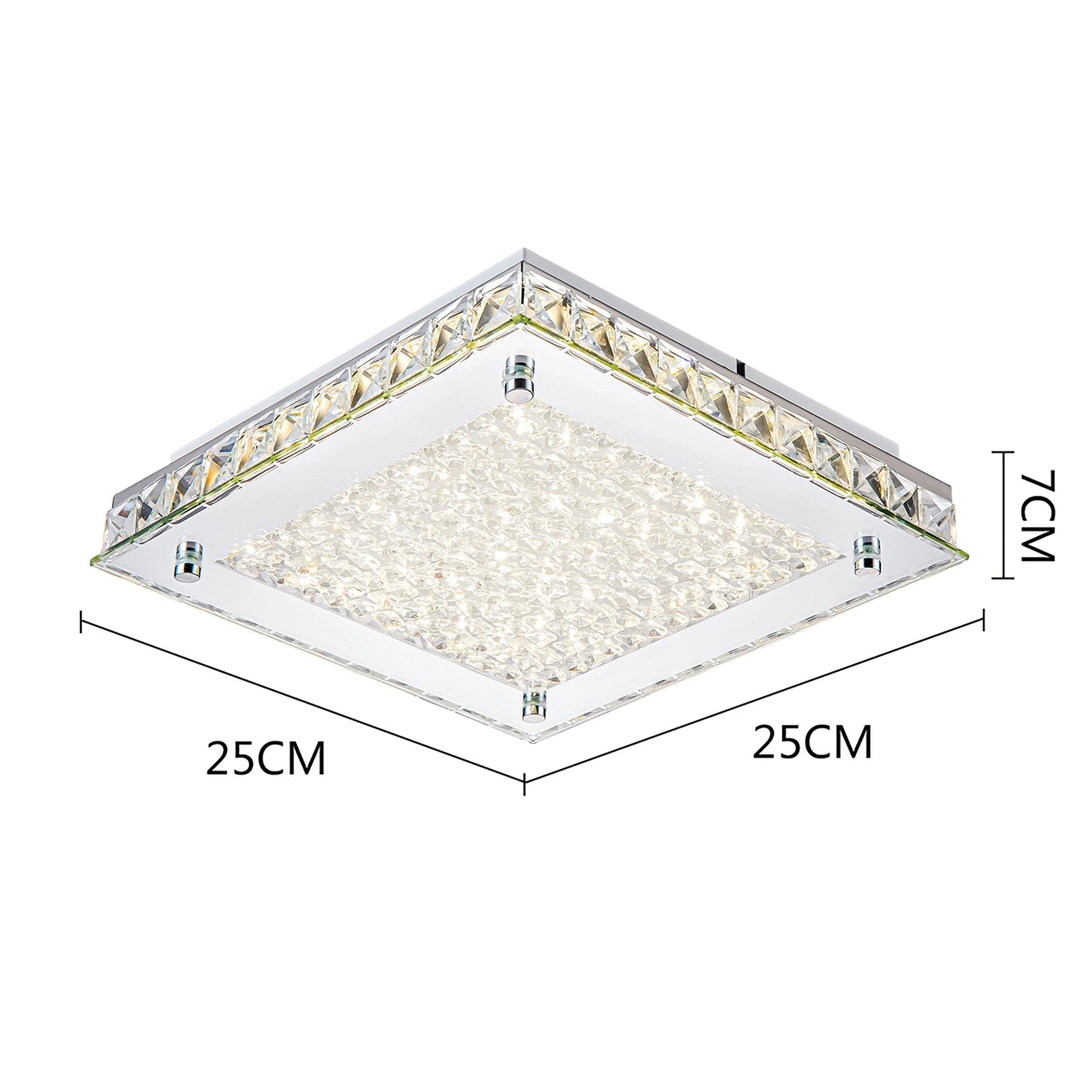 Flush Mount Ceiling Light Dimmable 4000K LED Crystal Light Fixtures Ceiling Mount 11in Bedroom Lights for Ceiling