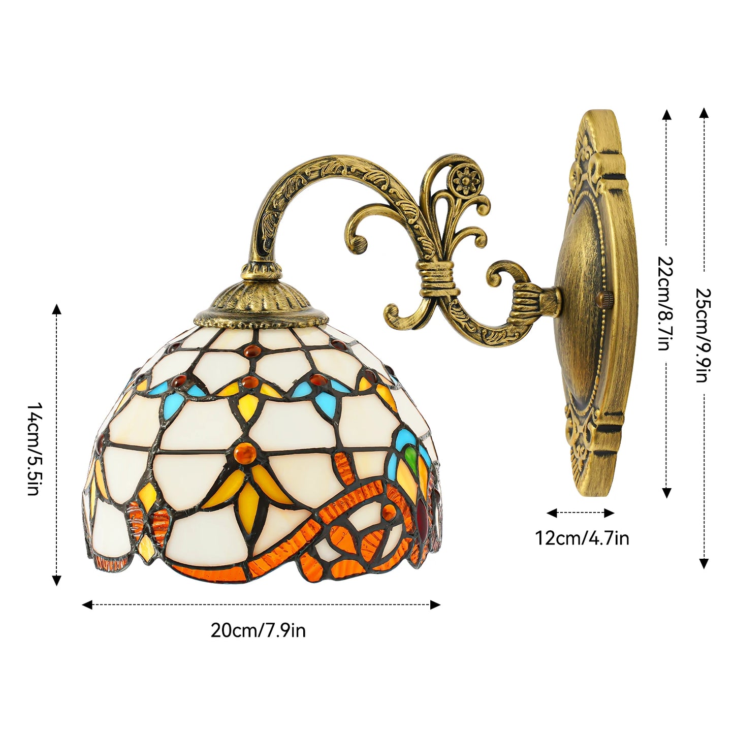 Golden Indoor Wall Lamp Baroque Victorian Glass Hardware 220V E27 Bulb Wall Mount for Home