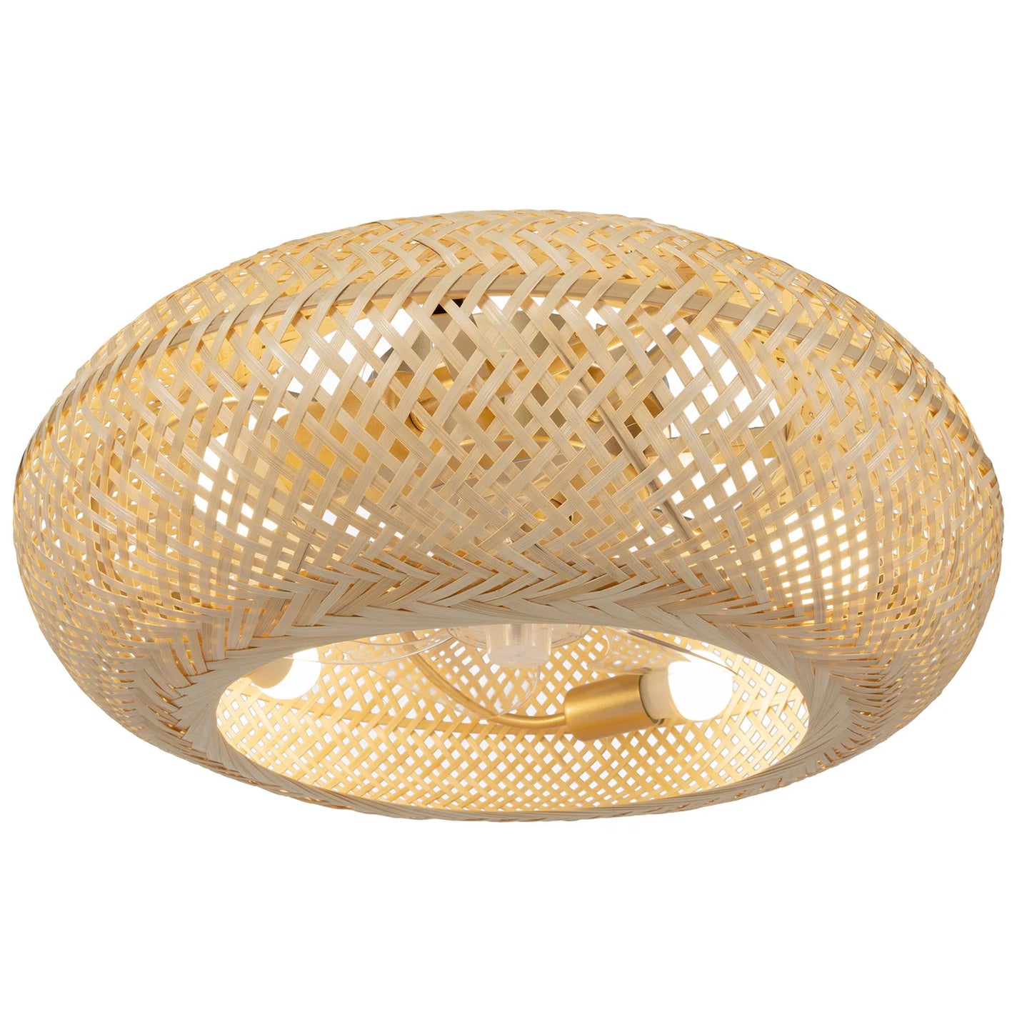Ceiling Fan with Remote Control, 6-Speed Adjustable, Timer Function, Woven Rattan Shade, Quiet Copper Motor, Ideal for Bedroom a