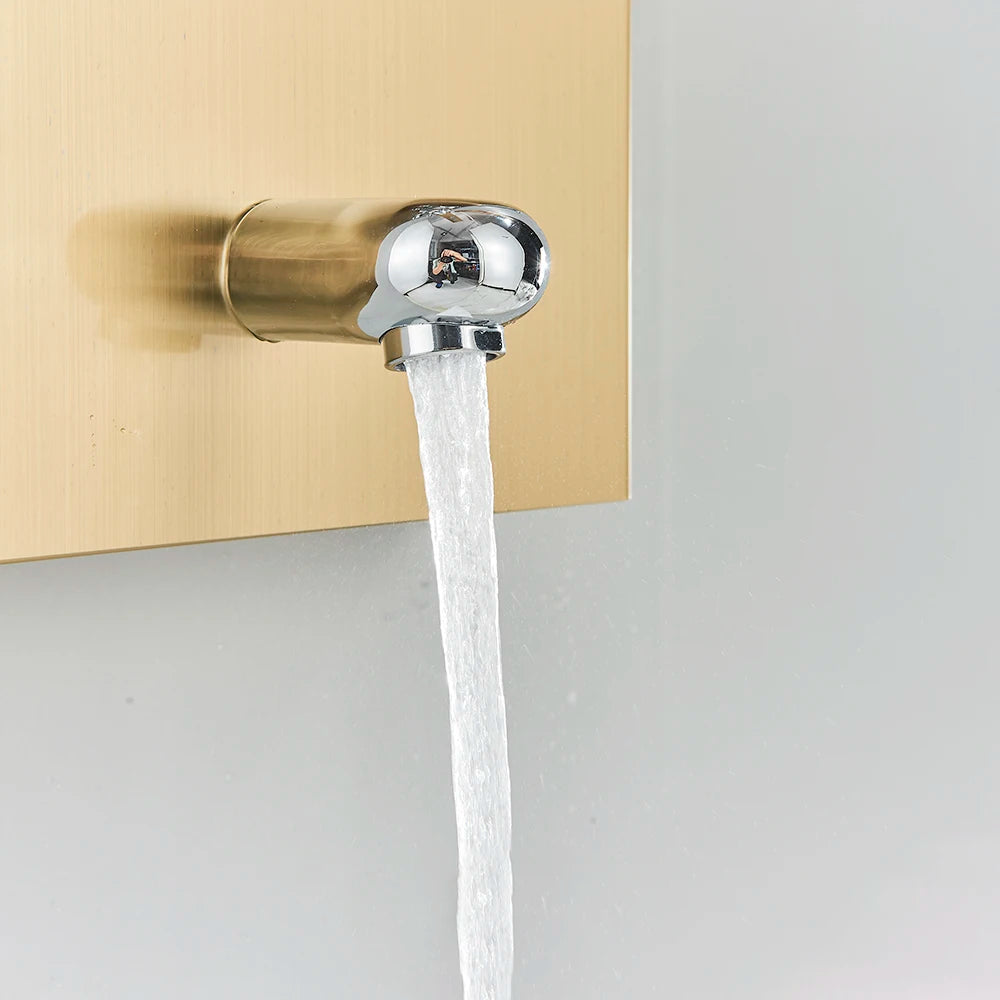 Black LED Light Shower Panel Waterfall Rain Shower Faucets SPA Massage Jet Bath Shower Column Shower system Mixer Tap Tower