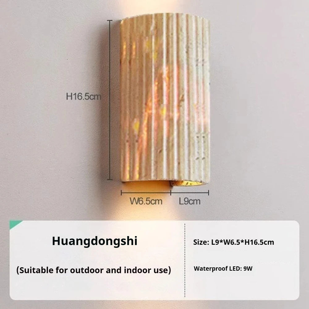 Wabi Sabi Guesthouse Courtyard Villa Outdoor Waterproof Yellow Cave Stone Wall Lights Dining Room Balcony Travertine Wall Lamps