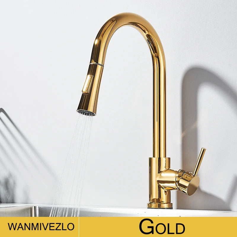 Wanmivezlo Pull Out Kitchen Faucets 360° Rotation Kitchen Mixer Tap Single Lever Mixer Tap Kitchen Sink Cold Hot Water Tap