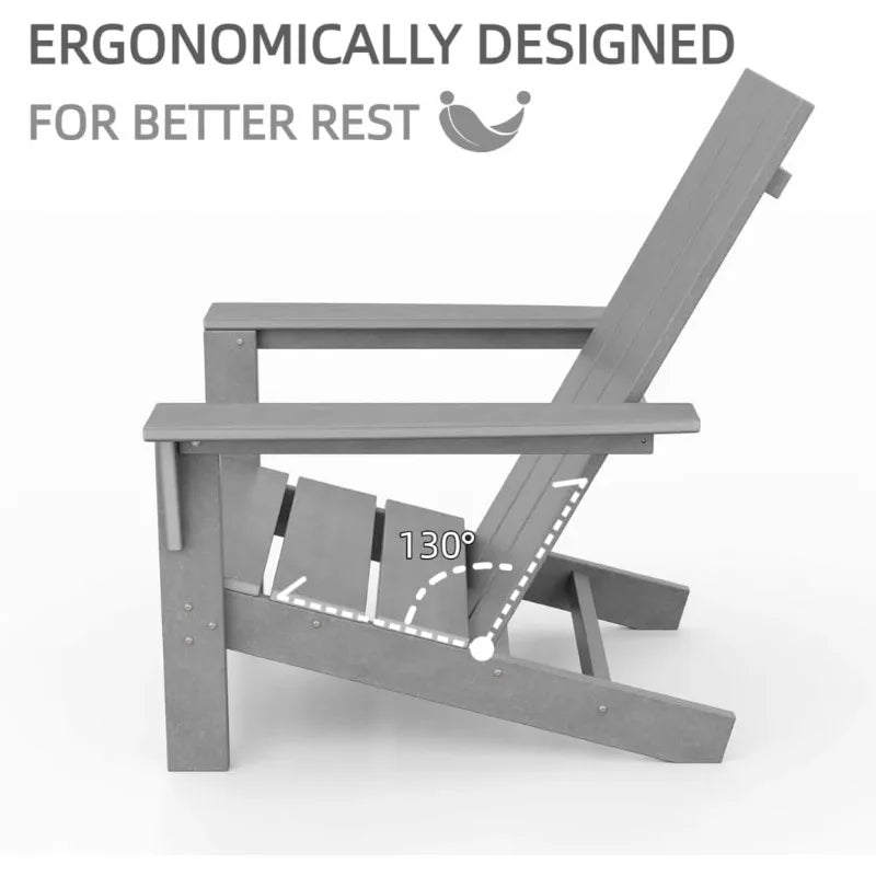 3 PCS All Weather Resistant Adirondack Chair,HDPE Adirondack Patio Chair with Wood-Texture Table,Lawn Chair for