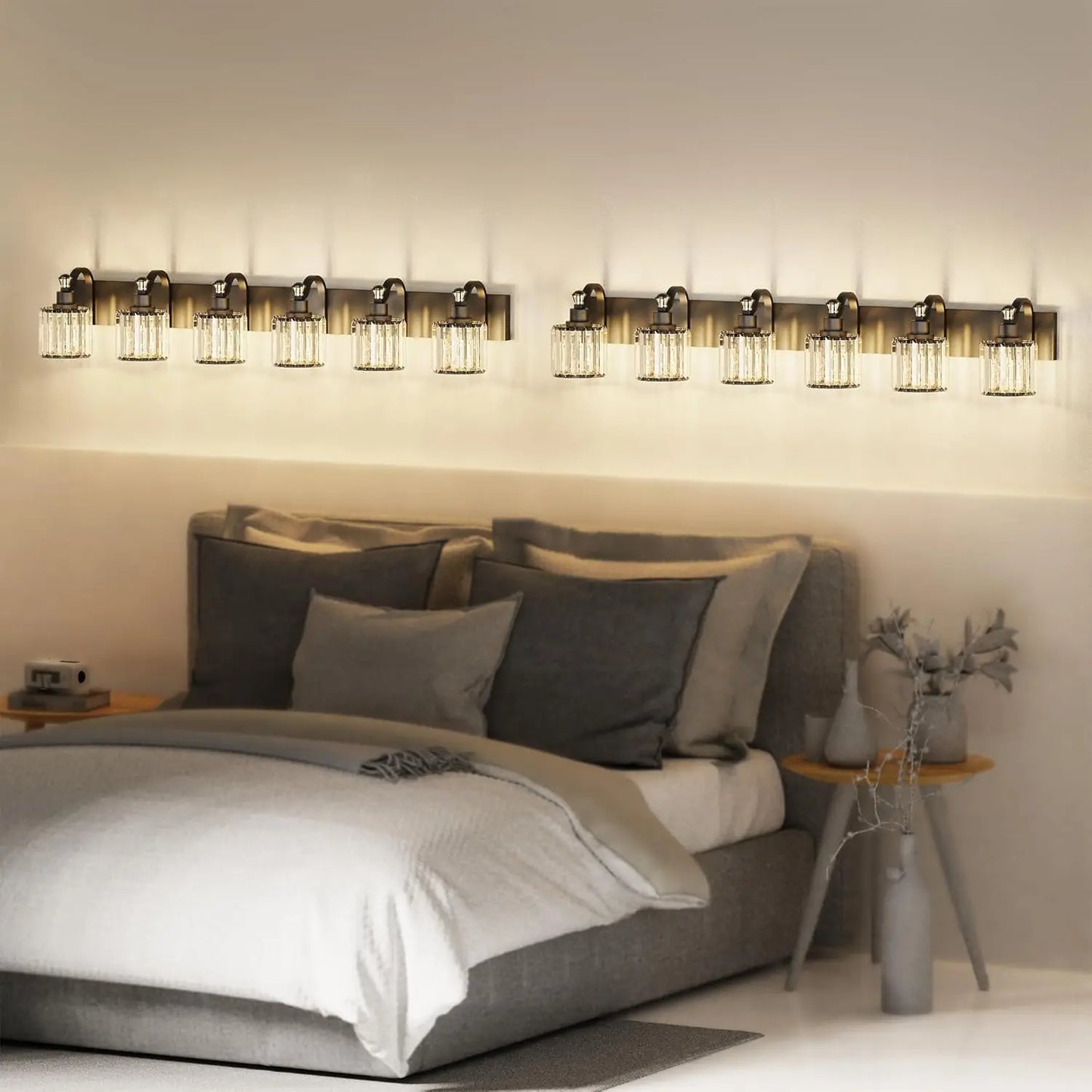 3/4/5/6 Lights Modern Crystal Bathroom Vanity Lights, Black Bathroom Light Fixtures, Crystal Vanity Shower Lights Over Mirror