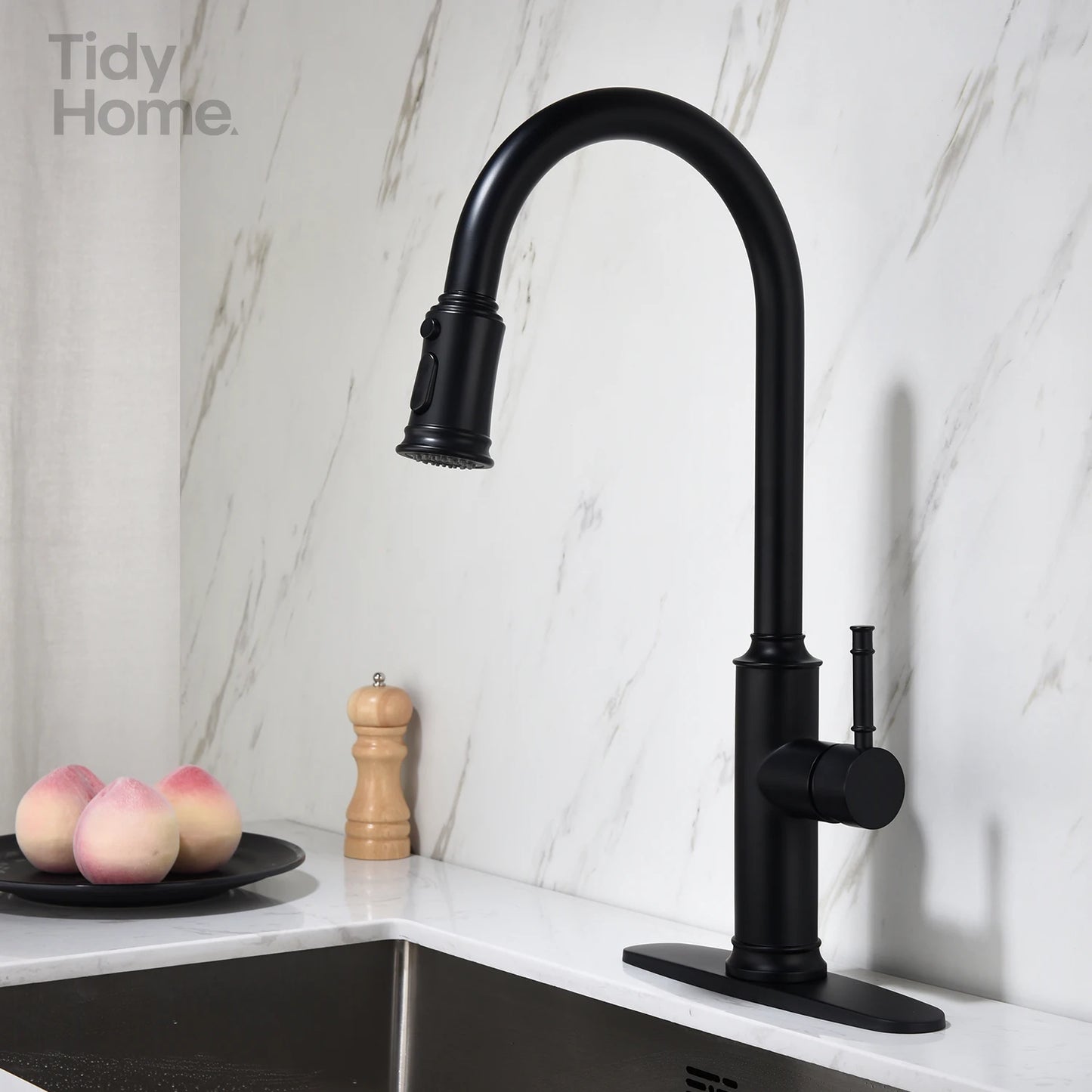 Kitchen Faucet with Pull Out Spraye，Pull-Out Spray Kitchen Faucet - Modern Design, Easy Installation, Adjustable Water Flow
