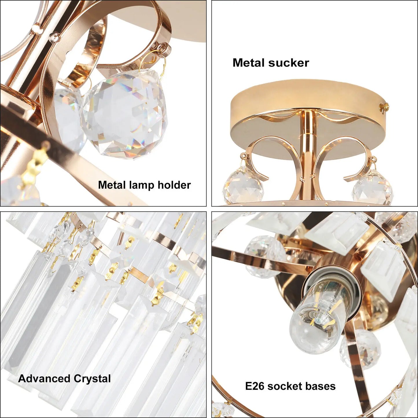 110V Modern Crystal Ceiling Light Fixture Pendant Lamp Chandelier Lighting 270mm