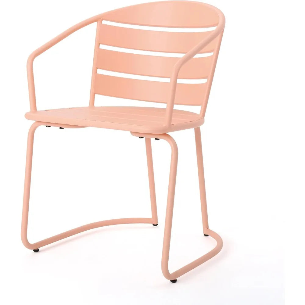 3-Piece Bistro Set, Outdoor Iron Dining Table and 2 Chairs, Modern Patio Furniture Set All-Weather Porch Chairs with Side Table