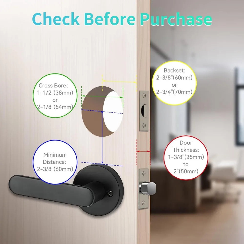 Smart Lock Front Door Set, Fingerprint Keyless Entry Front Door Lock with Handle, WiFi & Bluetooth App Control, Smart Deadbolt,