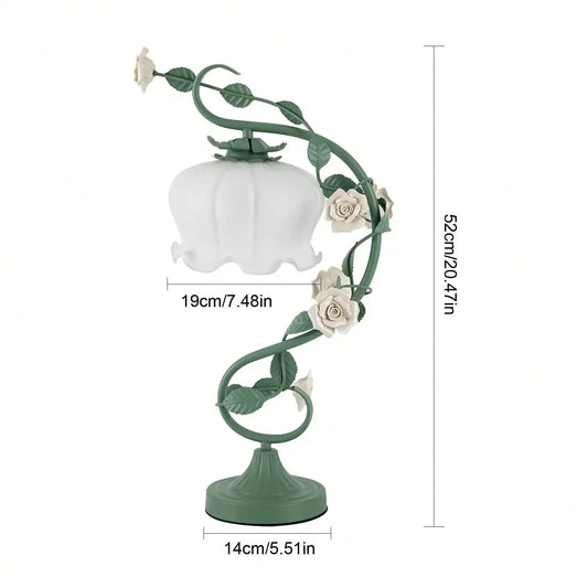 Modern Bedside Lamp Stained Glass Flower Table Reading Lamps Nightstand Desk Lights, One-Light, 20In Tall For Bedroom