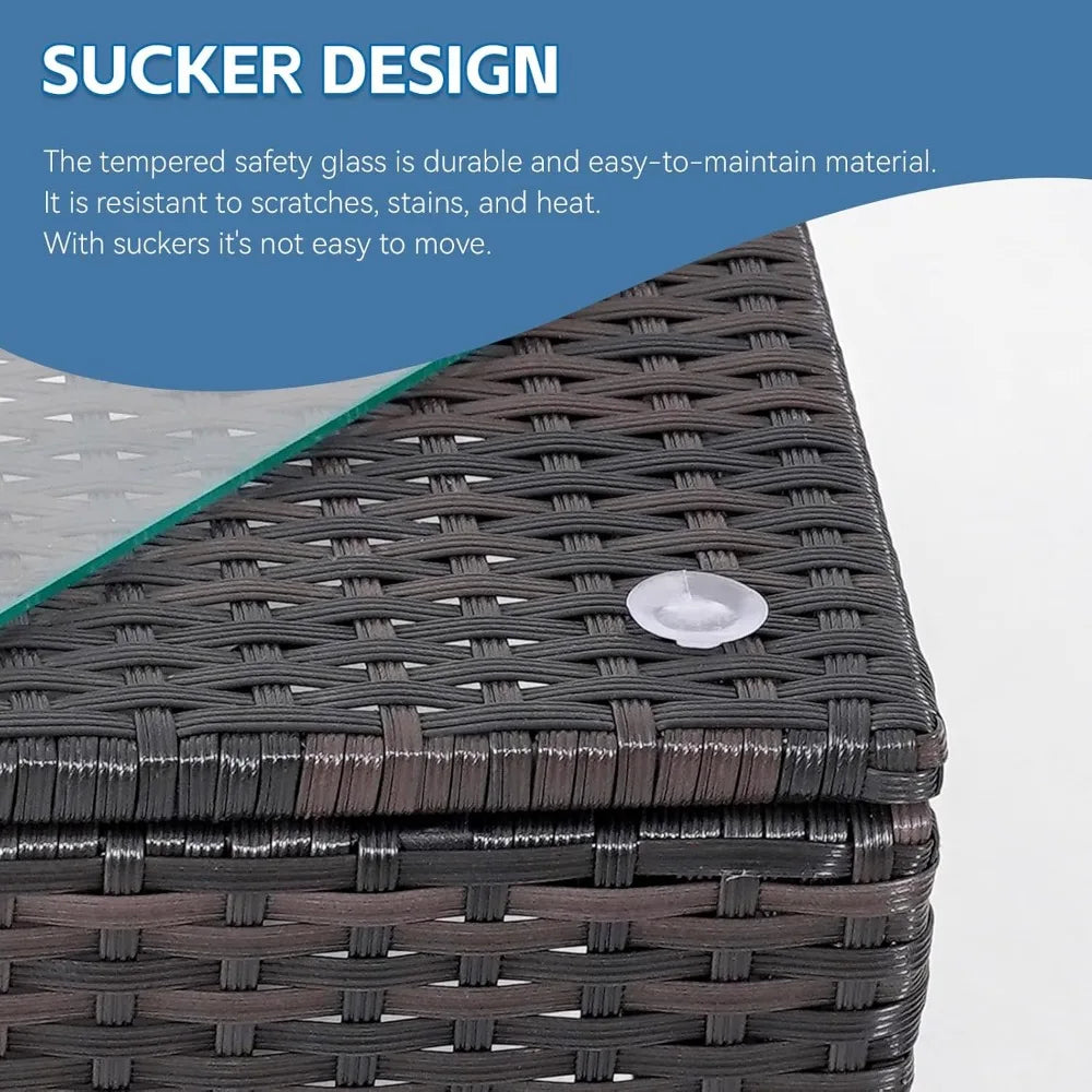 7 Piece Sectional Sofa Set Outdoor, Rattan Patio Furniture Set, Outdoor Sectional Furniture, Rattan Chairs Glass Table