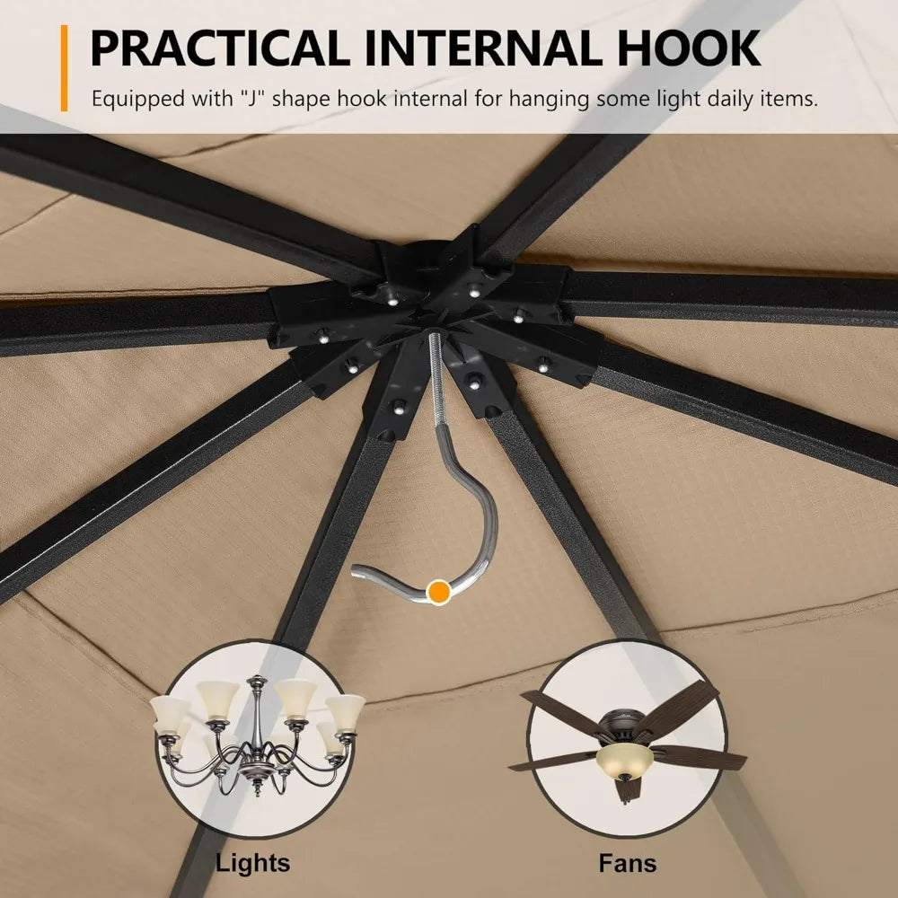 11x11FT Outdoor Patio Gazebo - Single Roof Canopy with Mosquito Netting, Sturdy steel frame, Rainproof and UV resistant Pergola