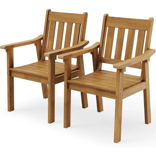 Outdoor Patio Chairs Set of 2: All Weather Outdoor Dining Chairs with Wide Curved Seat and Backrest - Plastic Patio Chairs