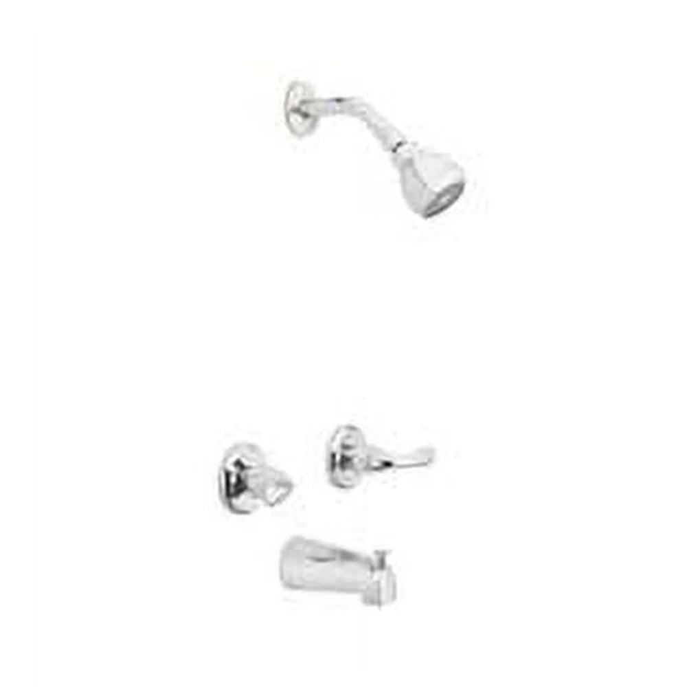 Two Lever Tub Shower Faucet Solid Brass Valve Ceramic Disk Cartridges ADA Compliant Diverter Tub Spout Showerhead Drip Free