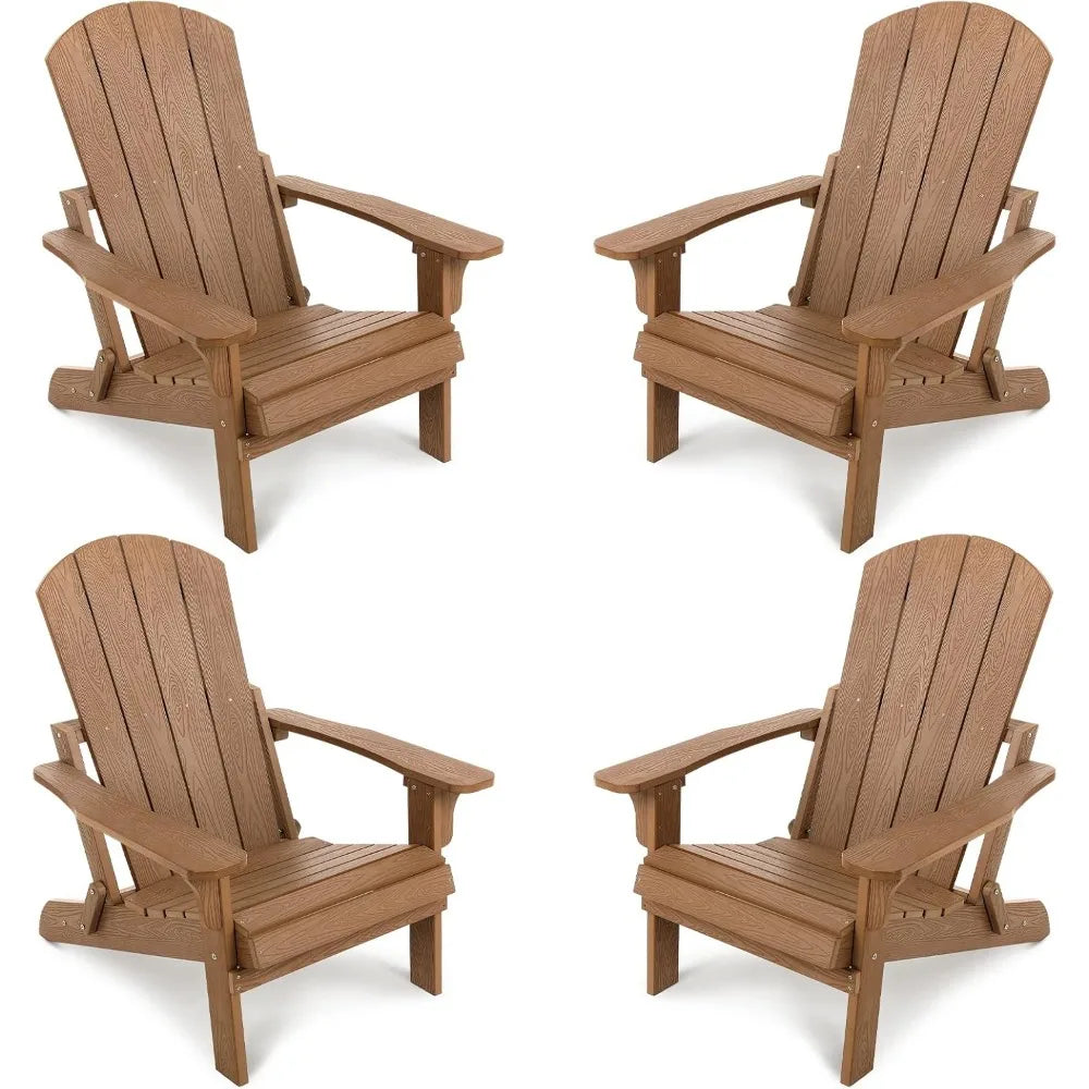 Folding All-Weather Adirondack Chairs Set of 4, 400 lbs Support, Fire Pit Chairs, Outdoor Adirondack Chair, Plastic Chair, for B
