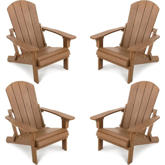 Folding All-Weather Adirondack Chairs Set of 4, 400 lbs Support, Fire Pit Chairs, Outdoor Adirondack Chair, Plastic Chair, for B