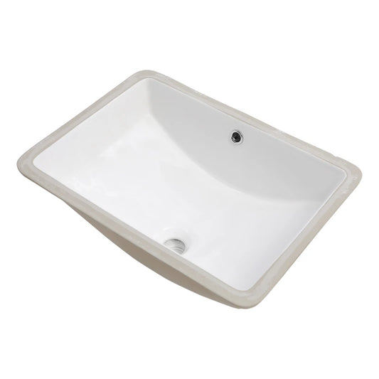 Bathroom Sink Rectangle Deep Bowl Pure White Porcelain Ceramic Lavatory Vanity Sink Basin with Overflow